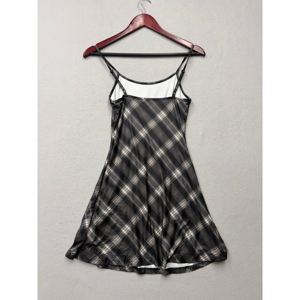 SHEIN Plaid Mini Dress Women XS Gray Black Y2K Adjustable Straps Sleeveless - Picture 4 of 9